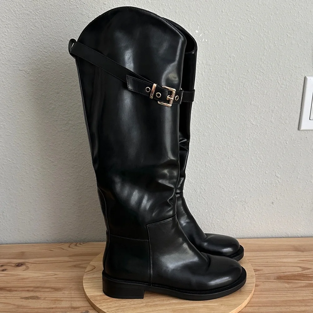 Torgeis Womens Antonella Block Heel Riding Boots